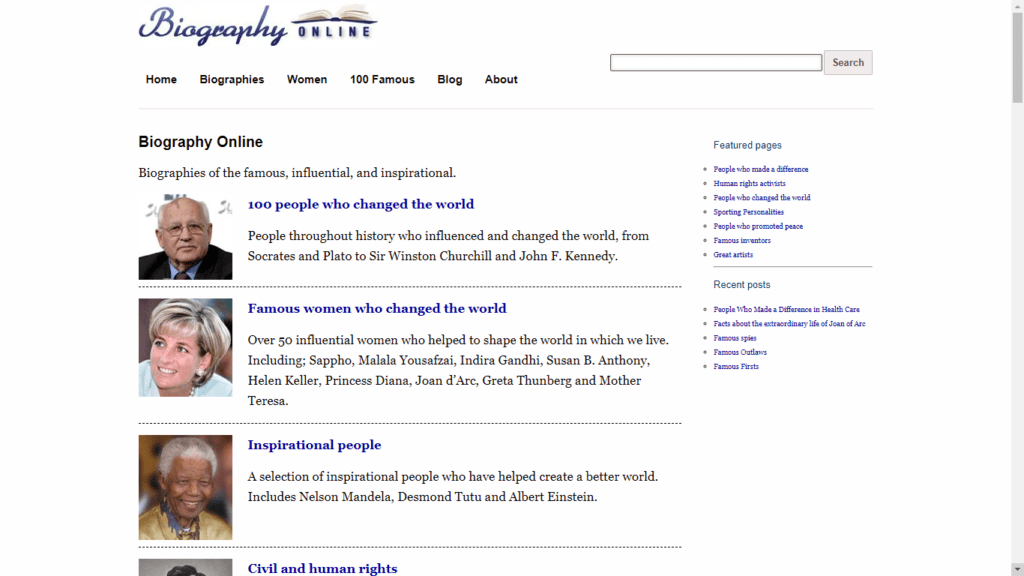 biography research websites